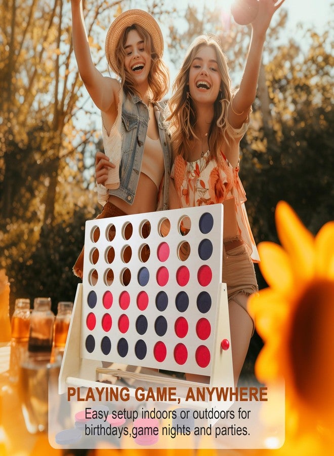 GOTHINK Giant Wooden 4 in A Row Game Includes 42 Pcs Dics, Large Size Four in a Row Game 2Ft 4-in-a-Row Connect Games - Fun Indoor and Outdoor Board Games for Teens and Adults - Image 5